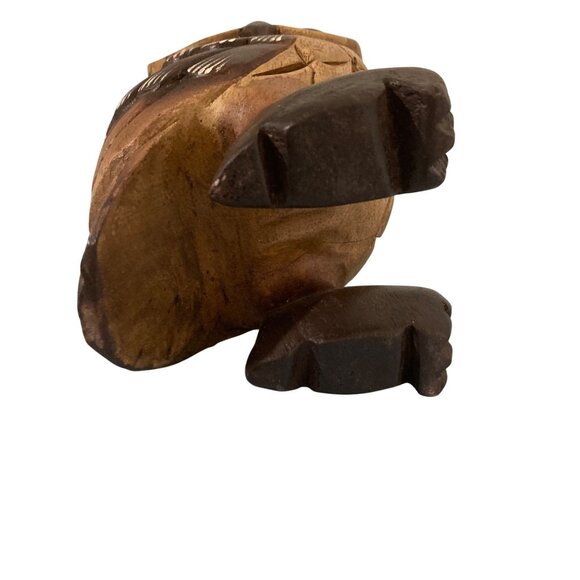 Owl Figurine Hand Painted Wood - Picture 6 of 7